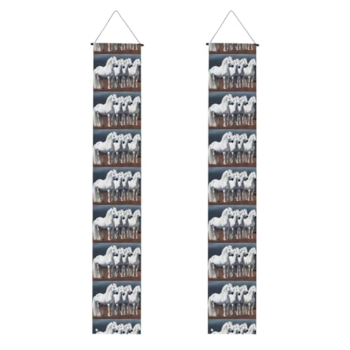 MJHKXLJ Banner mit weißem Pferdemuster, robust, langlebig, waschbar und wiederverwendbar, 30,5 x 180 cm von MJHKXLJ