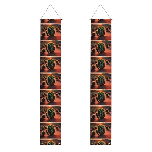 MJHKXLJ Banner zum Schulabschluss, Motiv: Sonnenuntergang Kaktus in Wüstenmuster, robust, langlebig, waschbar und wiederverwendbar, Abschlussdekoration, 30,5 x 180 cm von MJHKXLJ