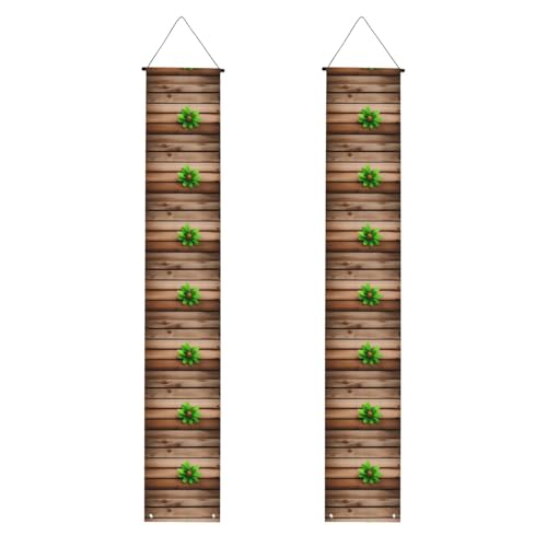 MJHKXLJ Blaugrüne Blume auf Holzplankenmuster, Abschlussbanner – stabil, langlebig, waschbar und wiederverwendbar, Abschlussdekoration, 30,5 x 180 cm von MJHKXLJ