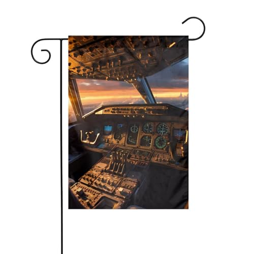 MJHKXLJ Flugzeug-Cockpit, bedruckte Gartenflagge, Hofdekoration, 30,5 x 45,7 cm, für Garten, Terrasse, Balkon von MJHKXLJ
