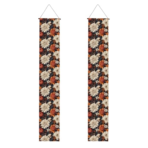 MJHKXLJ Herbst-Banner mit schönem Blumenmuster, robust, langlebig, waschbar und wiederverwendbar, Abschlussdekoration, 30,5 x 180 cm von MJHKXLJ