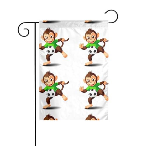MJHKXLJ Kleiner Affe, der Fußball spielt, bedruckte Gartenflagge, Hofdekoration, 30,5 x 45,7 cm, für Garten, Terrasse, Balkon von MJHKXLJ