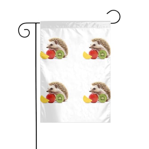 MJHKXLJ Kleiner Igel auf Obst, bedruckte Gartenflagge, Hofdekoration, 30,5 x 45,7 cm, für Garten, Terrasse, Balkon von MJHKXLJ