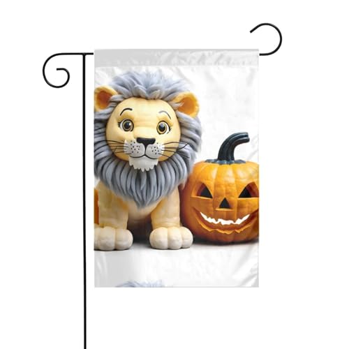 MJHKXLJ Niedlicher Löwe und Halloween-Kürbis bedruckte Gartenflagge, Hofdekoration, 30,5 x 45,7 cm, für Garten, Terrasse, Balkon MJHKXLJ Niedlicher Löwe und Halloween-Kürbis bedruckte Gartenflagge, Hofdekoration, 30,5 x 45,7 cm, für Garten, Terrasse, Balkon von MJHKXLJ