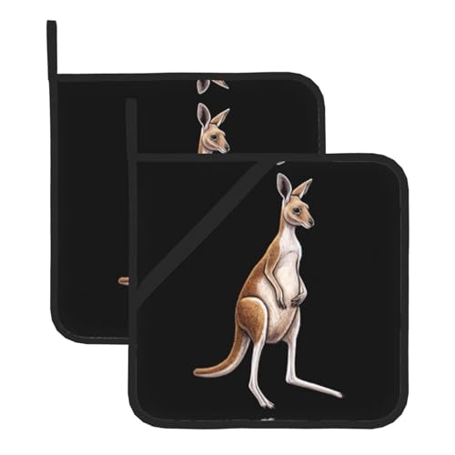 MJHKXLJ Quadratischer isolierter Topflappen, Motiv: Känguru-Mutter mit Babybild, 20,3 x 20,3 cm, für Küchendeckel, Mikrowelle, Grillen im Freien, 2 Stück MJHKXLJ Quadratischer isolierter Topflappen, Motiv: Känguru-Mutter mit Babybild, 20,3 x 20,3 cm, für Küchendeckel, Mikrowelle, Grillen im Freien, 2 Stück von MJHKXLJ