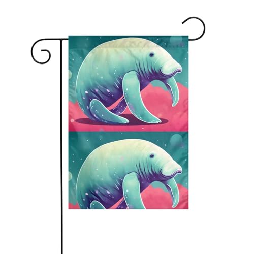 MJHKXLJ Seekuh Tiere bedruckte Gartenflagge Hofdekoration 30,5 x 45,7 cm für Garten, Terrasse, Balkon von MJHKXLJ