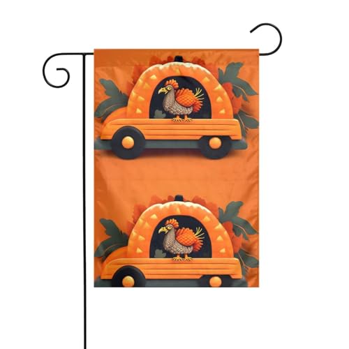 MJHKXLJ Thanksgiving Türkei auf Kürbis Auto bedruckte Gartenflagge Hofdekoration 30,5 x 45,7 cm für Garten, Terrasse, Balkon MJHKXLJ Thanksgiving Türkei auf Kürbis Auto bedruckte Gartenflagge Hofdekoration 30,5 x 45,7 cm für Garten, Terrasse, Balkon von MJHKXLJ