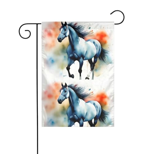 MJHKXLJ Wasserfarben-Pferd-bedruckte Gartenflagge, Hofdekoration, 30,5 x 45,7 cm, für Garten, Terrasse, Balkon von MJHKXLJ
