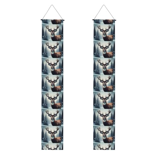 MJHKXLJ Winter-Natur-Hirsch-Muster, Abschluss-Banner – robust, langlebig, waschbar und wiederverwendbar, Abschlussdekoration, 30,5 x 180 cm von MJHKXLJ