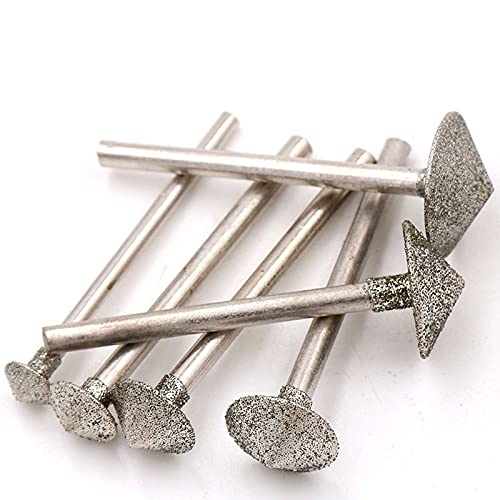 5 Stück 2,35/3 mm Schaft Diamantschleifkopf Schleifstifte Regenschirm Bit-Set für Bernstein Jade für Dremel Rotary Carving Tool, 2,35 x 6 mm, feine Körnung 120 von MJIKOO