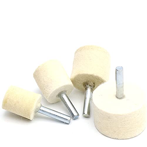 5 Stück Wollfilz Polieren Polierscheibe Schleifkopf 20-40mm Polierpad 6mm Schaft Für Schmuck Metalle Rotierende Werkzeuge Zubehör,25mm von MJIKOO