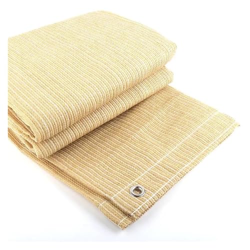 Anti-UV-Sonnenschutz, dick, aus HDPE, für Zuhause, Garten, Hotel, Balkon, Sicherheitszaun, Sichtschutz (100 cm Ösenraum, 1 m x 7 m) Beige von MJINA
