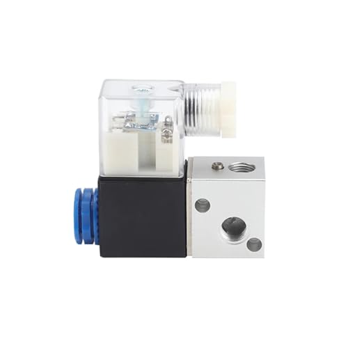 MJINA Luftkompressorventil 3V1-M5 3V1-06 AC110V AC220V DC12V 24V, 1/8 Zoll NC, Pneumatisches Magnetventil aus Aluminium, normalerweise geschlossen (nur 3V1-M5, AC220V) von MJINA