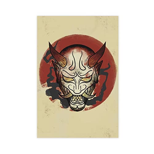 Japan Oni Maske Leinwand Poster Wandkunst Dekor Druck Bild Gemälde für Wohnzimmer Schlafzimmer Dekoration Rahmen Stil 40 x 60 cm von MJKO