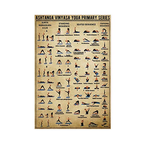 MJKO Ashtanga Vinyasa Yoga Primary Series Retro-Kunst Leinwand Poster Schlafzimmer Dekor Sport Landschaft Büro Zimmer Dekor Geschenk Rahmen Stil 40 x 60 cm von MJKO