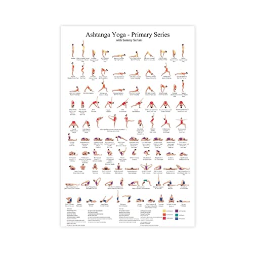 MJKO Ashtanga Yoga Primary Series Retro Leinwand Poster Schlafzimmer Dekor Sport Landschaft Büro Zimmer Dekor Geschenk Rahmen Stil 50 x 75 cm von MJKO