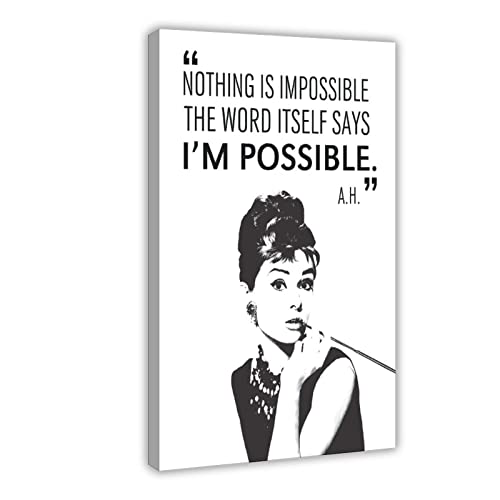 MJKO Audrey Hepburn Leinwand-Poster, Wandkunst, Dekoration, Bild, Gemälde für Wohnzimmer, Schlafzimmer, Dekoration, Rahmen-Stil, 30 x 45 cm von MJKO