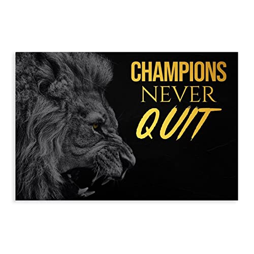 MJKO Champions Never Quit Inspirierendes Leinwand-Poster, Wandkunst, Dekoration, Bild für Wohnzimmer, Schlafzimmer, Dekoration, Rahmen-Stil, 40 x 60 cm von MJKO