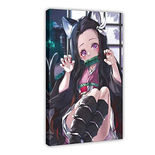 MJKO Demon Slayer Kamado Nezuko 1 Leinwand-Poster, Wandkunst, Dekoration, Bild für Wohnzimmer, Schlafzimmer, Dekoration, Rahmen-Stil, 30 x 45 cm von MJKO