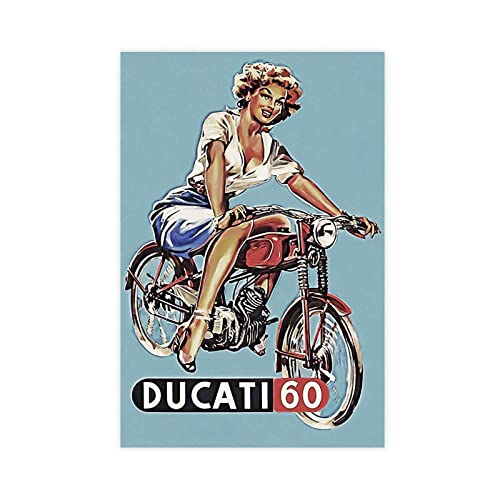 MJKO Ducati 60 Retro-Leinwand-Poster, Wandkunst, Dekoration, Bild, Gemälde für Wohnzimmer, Schlafzimmer, Dekoration, Rahmen-Stil, 30 x 45 cm von MJKO