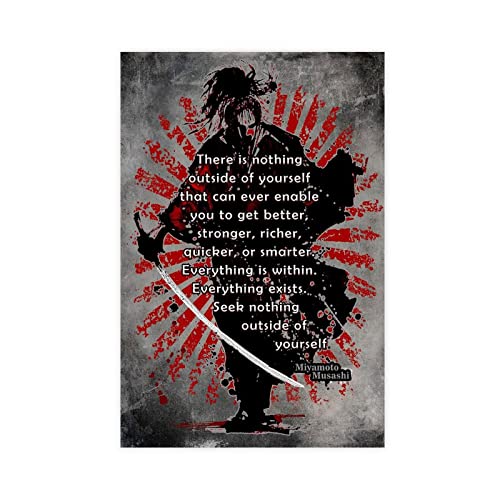 MJKO Japan Miyamoto Musashi Samurai inspirierende Zitate Leinwand Poster Wandkunst Dekor Druck Bild Gemälde für Wohnzimmer Schlafzimmer Dekoration Rahmen Stil 30 x 45 cm von MJKO