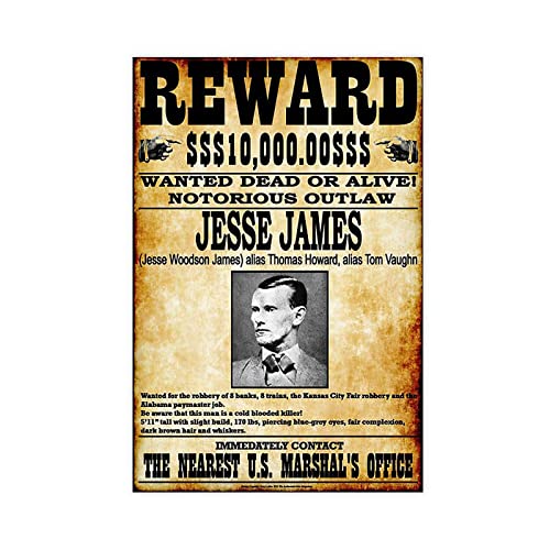 MJKO Jesse James Wanted Kreisförmiges Leinwand-Poster, Schlafzimmerdekoration, Sport-Landschaft, Büro, Raumdekoration, Geschenk, ohne Rahmen, 30 x 45 cm MJKO Jesse James Wanted Kreisförmiges Leinwand-Poster, Schlafzimmerdekoration, Sport-Landschaft, Büro, Raumdekoration, Geschenk, ohne Rahmen, 30 x 45 cm von MJKO