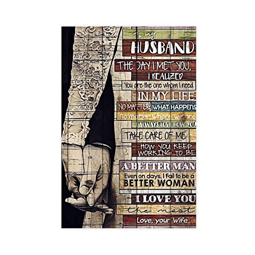 MJKO Leinwandposter "To My Husband" Art Love 16, Wandkunst, Dekoration, Bild für Wohnzimmer, Schlafzimmer, Dekoration, Rahmen-Stil, 30 x 45 cm von MJKO