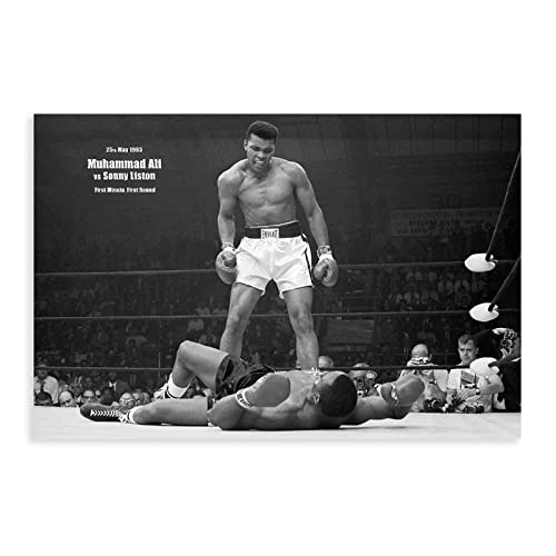 MJKO Muhammad Ali Boxing Sonny Liston Leinwand-Poster, Schlafzimmerdekoration, Sport-Landschaft, Büro, Raumdekoration, Geschenk, ohne Rahmen, 20 x 30 cm von MJKO