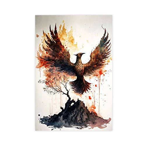 MJKO Phoenix aus der Asche Kunst Leinwandposter Wandkunst Dekor Bild Gemälde für Wohnzimmer Schlafzimmer Dekoration Rahmen Stil 30 x 45 cm von MJKO