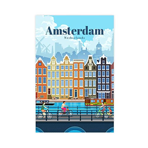 MJKO Reise nach Amsterdam Retro-Leinwand-Poster, Wandkunst, Dekoration, Bild für Wohnzimmer, Schlafzimmer, Dekoration, Rahmen-Stil, 50 x 75 cm MJKO Reise nach Amsterdam Retro-Leinwand-Poster, Wandkunst, Dekoration, Bild für Wohnzimmer, Schlafzimmer, Dekoration, Rahmen-Stil, 50 x 75 cm von MJKO