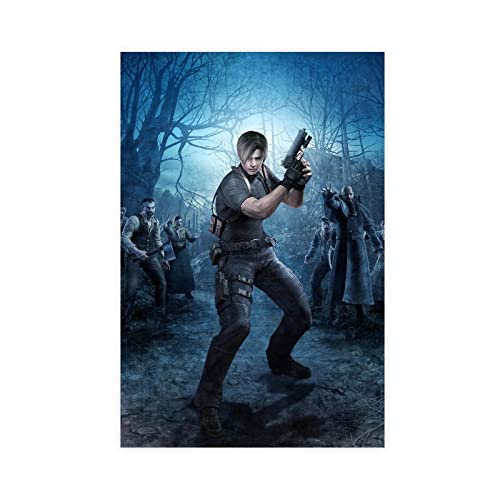 MJKO Resident Evil 4 Leinwand-Poster, Wandkunst, Dekoration, Bild, Gemälde für Wohnzimmer, Schlafzimmer, Dekoration, Rahmen-Stil, 40 x 60 cm von MJKO