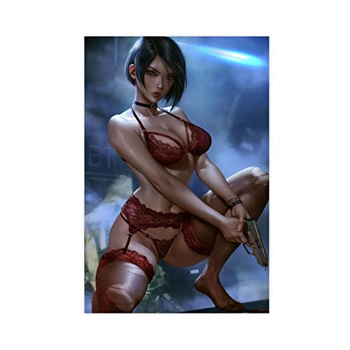 MJKO Resident Evil Ada Wong 8 Leinwand-Poster, Wandkunst, Dekor, Bild, Gemälde für Wohnzimmer, Schlafzimmer, Dekoration, Rahmen-Stil, 60 x 90 cm von MJKO