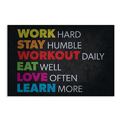 MJKO Work Hard Stay Humble inspirierende Zitate Leinwand Poster Schlafzimmer Dekor Sport Landschaft Büro Zimmer Dekor Geschenk Rahmen Stil 30 x 45 cm von MJKO