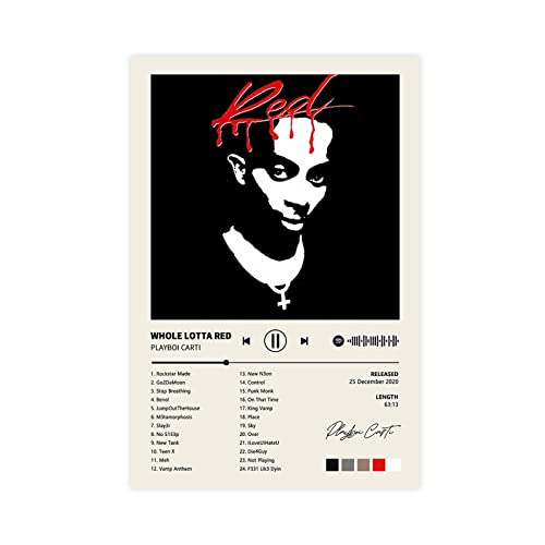 Playboi Carti Whole Lotta Red Musikalbum Cover Leinwand Poster Schlafzimmer Dekor Sport Landschaft Büro Zimmer Dekor Geschenk Rahmen Stil 30 x 45 cm von MJKO