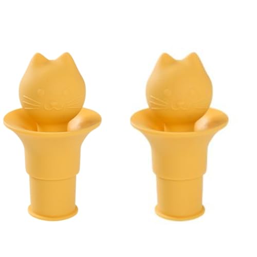 2 Stück 2-in-1 wiederverwendbare Silikon-Weinstopfen – Universal-Vakuumdichtung für Weinflaschen, Limonadenflaschen und Sprudelwasser (Katzen-Design) von MJLOMJ