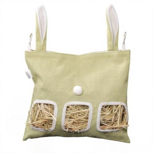 MJLOMJ Heusack zum Aufhängen für Kaninchen & Meerschweinchen - Kaufestes Heu-Futterhaus mit robustem Design - Platzsparender Kaninchen-Heu Halter für Käfig oder Stall (Grün, L) von MJLOMJ