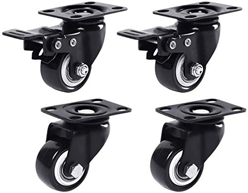 4er-Set – Möbelrollen, leise, Feste Plattenräder, 1,5 Zoll (40 mm), 2 Zoll (50 mm), 200 kg, Industriewagen, universelle Schwenktransportrollen, Doppellager für Hartholzböden und Teppiche (1, von MJMLUCK