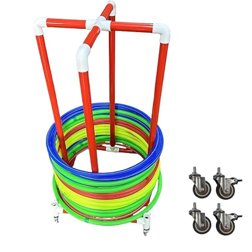 Aufbewahrungsregal für Springreifenseile, Aufbewahrungsregal für Hula-Hoop-Reifen mit Rollen, Halterungsständer für Turnreifen aus PVC, Stand-Up-Hula-Hoop-Präsentationswagen für den Sportunt Aufbewahrungsregal für Springreifenseile, Aufbewahrungsregal für Hula-Hoop-Reifen mit Rollen, Halterungsständer für Turnreifen aus PVC, Stand-Up-Hula-Hoop-Präsentationswagen für den Sportunt von MJMLUCK