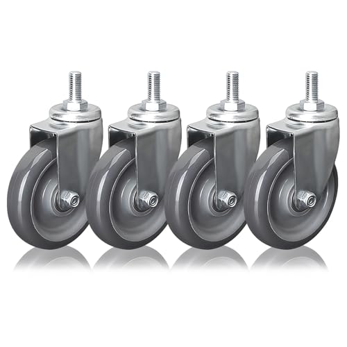 Hochleistungs-Industrie-Lenkrollen, 4er-Set, 2,5 Zoll, 3 Zoll, 4 Zoll, geräuschlose Polyurethan-Rollen, M12-Gewindespindel-Möbelersatzrollen (63 mm) (eine Farbe, 100 mm) von MJMLUCK