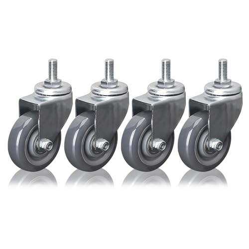 Hochleistungs-Industrie-Lenkrollen mit 4er-Set, 2,5 Zoll, 3 Zoll, 4 Zoll, geräuschlose Polyurethan-Rollen, M12-Gewindespindel-Möbelersatzrollen (63 mm) (eine Farbe: 75 mm) von MJMLUCK