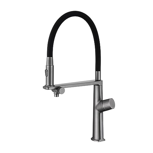 Küchenarmatur, Messing-Trinkwasserhahn mit Doppelgriff, 3-in-1-Küchenarmatur im kommerziellen Stil, herunterziehbarer Einhebelfilter für Wasserfiltersystem (grau) (grau) von MJMLUCK