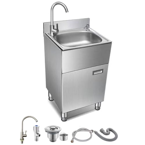 Küchenspülenschrank mit integrierter Stahlspüle für kleine Räume, Edelstahl-Mehrzweckspüle mit Schrank für Waschküche, Hauswirtschaftsraum, Badezimmer und Bar (Farbe: heiß+kalt, Größe: 430 x 400 mm/17 Küchenspülenschrank mit integrierter Stahlspüle für kleine Räume, Edelstahl-Mehrzweckspüle mit Schrank für Waschküche, Hauswirtschaftsraum, Badezimmer und Bar (Farbe: heiß+kalt, Größe: 430 x 400 mm/17 von MJMLUCK