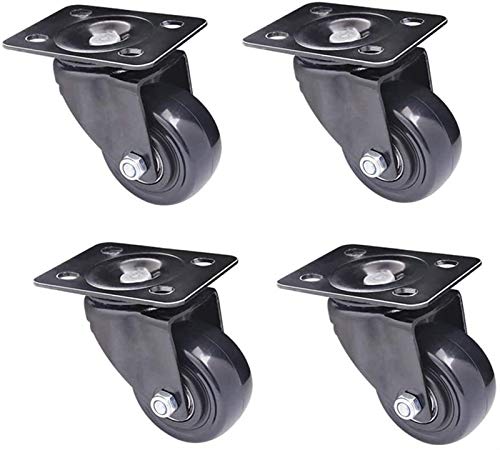 MJMLUCK 1,5 Zoll Möbelrollen, robuste, leise Räder, Feste Platte, universeller Schwenkdurchmesser 40 mm, 200 kg, Trolley-Rollen mit Bremse für Hartholzböden, Teppiche, Gärten, 4 Stück (4 Bremsen, 2 von MJMLUCK