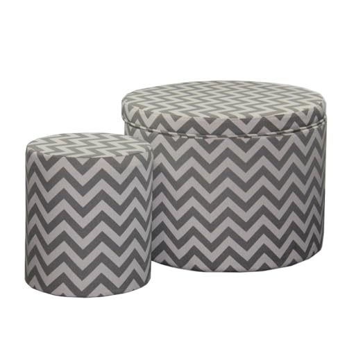 MJMLUCK 17.35" Tall Round Storage Ottoman with Cushioned Seat & Pattern - Extra Seating for Living Room, Bedroom MJMLUCK 17.35" Tall Round Storage Ottoman with Cushioned Seat & Pattern - Extra Seating for Living Room, Bedroom von MJMLUCK
