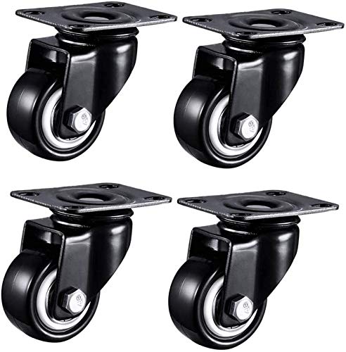 MJMLUCK 4 × Schwerlastrollen, 2 Zoll, 50 mm, Industrie-Transportrollen mit Bremse, Feste Platte, universeller Schwenk- und Leisewagen, Babybett-Möbelrollen für Hartholzböden und Teppiche – 200 kg (4 von MJMLUCK