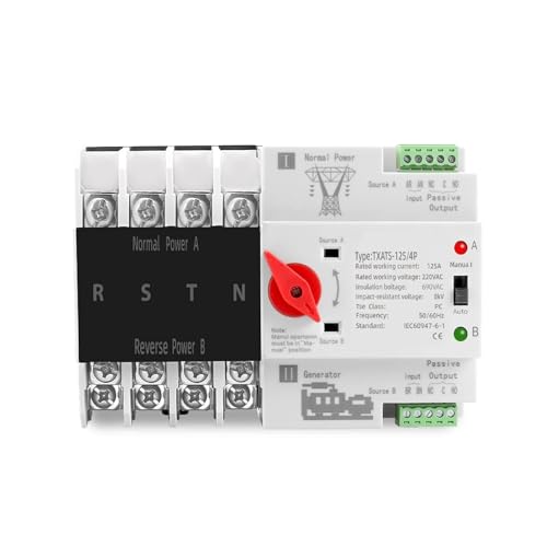 MJMLUCK 4P 3-Phasen-DIN-Schiene ATS Dual Power Automatischer Transferschalter Elektrische Wahlschalter Unterbrechungsfreie Stromversorgung 63A 100A 125A (100A) (63a 4P) von MJMLUCK
