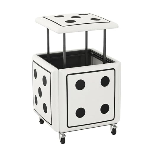 MJMLUCK 5-in-1-Sitzwürfel aus Leder, stapelbarer Sofastuhlhocker mit Lenkrollen, quadratischer, ineinander stapelbarer Ottoman-Würfelhocker, beweglicher Fußhocker, Ankleidestuhl für Wohnzi von MJMLUCK