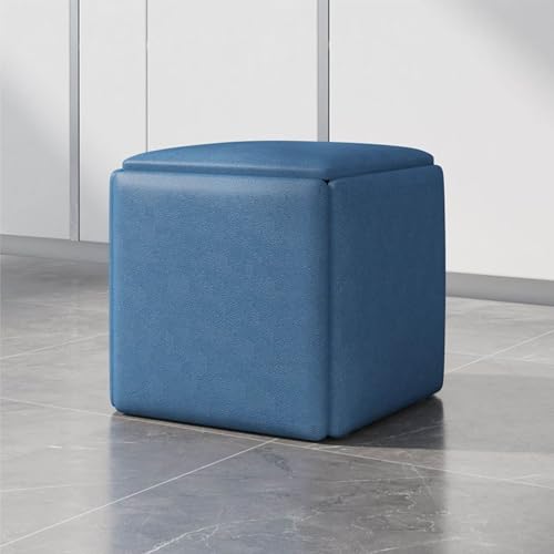 MJMLUCK 5-in-1-Sitzwürfel aus PU-Leder, stapelbarer Sofastuhlhocker mit Lenkrollen, quadratische Ottomanenbank, wasserdichter beweglicher Fußhocker, Ankleidestuhl für Wohnzimmer und Schlaf von MJMLUCK
