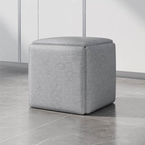 MJMLUCK 5-in-1-Sitzwürfel aus PU-Leder, stapelbarer Sofastuhlhocker mit Lenkrollen, quadratische Ottomanenbank, wasserdichter beweglicher Fußhocker, Ankleidestuhl für Wohnzimmer und Schlaf von MJMLUCK
