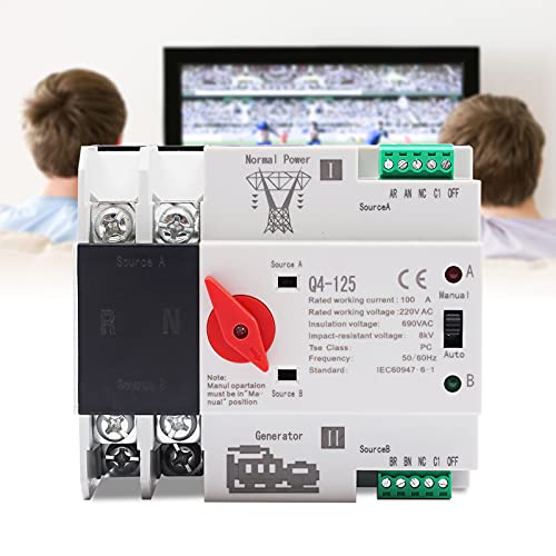 MJMLUCK 63A 4P Automatischer Transferschalter mit doppelter Leistung, 110V, Generator-Umschalter, 60 Hz (2P 100A) von MJMLUCK
